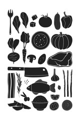 Food silhouettes on the white background