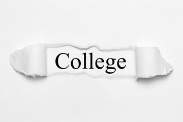 College on white torn paper