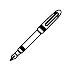 white contour metal ballpen icon, vector illustraction design image