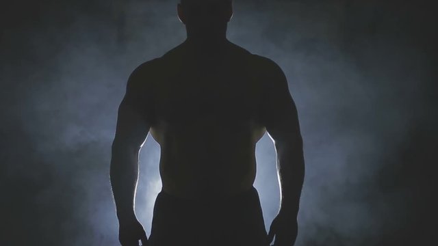Bodybuilder posing back