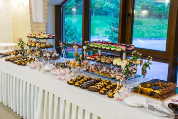 Sweet table at a wedding. Candy bar