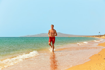 Man running on the beach