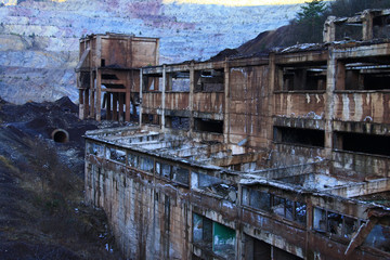 Old destroyed ironworks in small town Vares near Sarajevo , Bosnia and Herzegovina