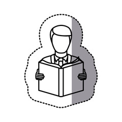 figure emblem man to read a book icon, vector illustraction design
