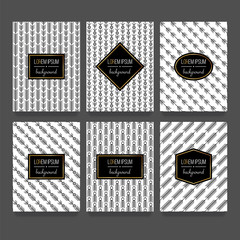 Trendy linear style seamless pattern background set for packging design in black and white. Vector illustration