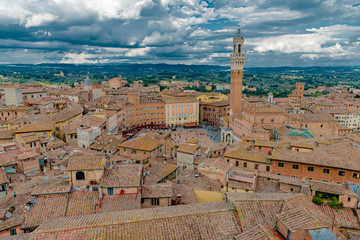 view of the medieval town of Siena in Tuscany