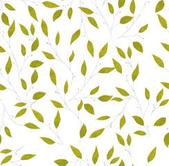 Watercolor Green  Foliage Seamless Pattern