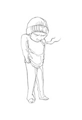 Homeless boy with a cigarette