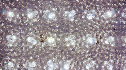 Many diamon crystal clean hexagons Background of many glass bulbs