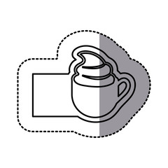 white emblem cup coffee with cream icon, vector illustraction design