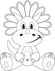 Cute Cartoon Colour in Triceratops Dinosaur
