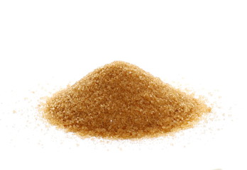 pile brown sugar isolated on white background, sugarcane