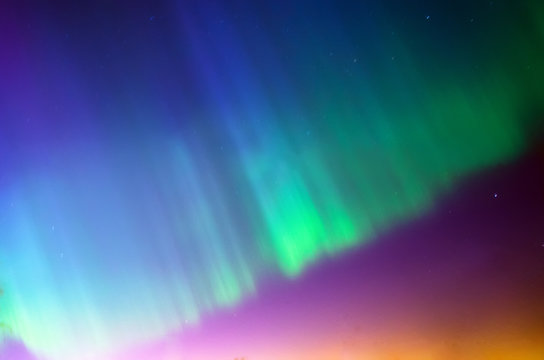 Polar northen Lights aurora borealis. Sky night stars