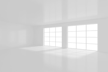 White Room Interior in Minimal Style with Empty Wall Background. 3d rendering.