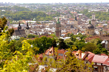 Panorama of Lviv downtown, Ukraine
