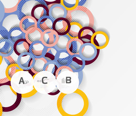 Geometrical circles on white with shadows