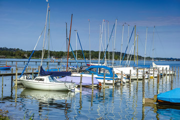 Yachts on lake Chiemsee.