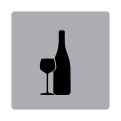 figure emblem wine bottle with glass icon, vector illustraction design