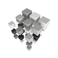 3D cubes composition on white background