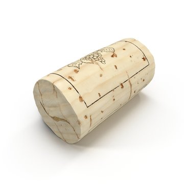 Used Wine Cork on white. 3D illustration