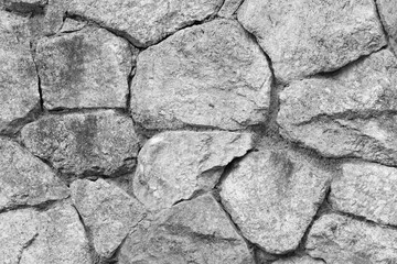 texture of stone wall - black and white