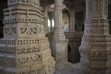 Jain Temple in Ranakpur, India, Rajasthan. Chaumukha Mandir. Sheth Anandji Kalyanji