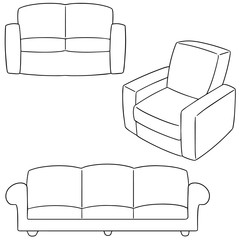vector set of sofa