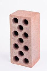 One brick perforated isolated on white background.