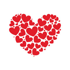 Fototapeta na wymiar silhouette pattern red heart design icon vector illustration