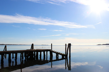 Fototapeta premium boat bridge in Venice island
