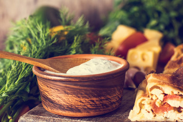 Sour cream sauce.
