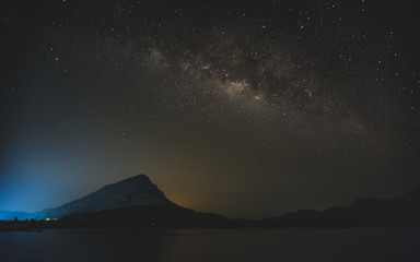 Milky way above reservoir