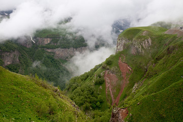 Fototapeta na wymiar Caucasus mountains next to Gudauri ski resort in the Republic of Georgia