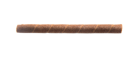 wafer rolls with chocolate isolated on white background.
