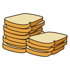 colorful silhouette stack slices bread bakery food vector illustration