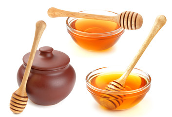 Honey on white background