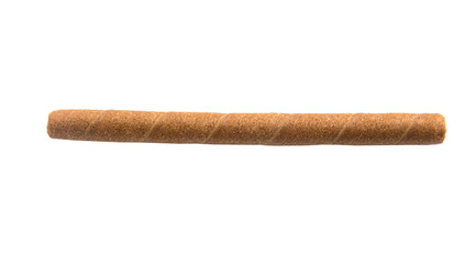 wafer rolls with chocolate isolated on white background.