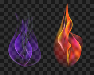 two torches in red and blue gas flame set Stock vector