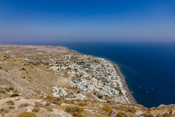 Aerial view of the city and airport Kamari
