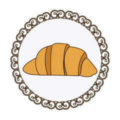 decorative frame with colorful silhouette croissant bread icon food vector illustration