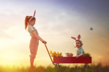 children wear bunny ears