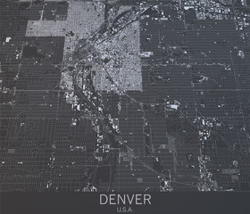 Cartina di Denver, vista satellitare, Stati Uniti. 3d rendering