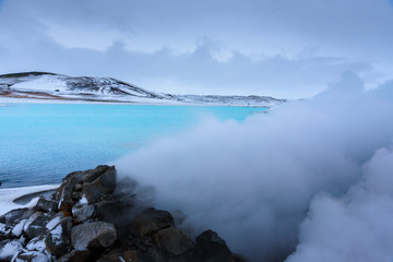 Thermal lagoon - breathtaking Iceland in winter - amazing landscapes, storms and blizzards - photographers paradise