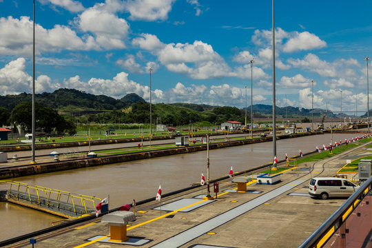 Miralflores locks at the Panama Canal.