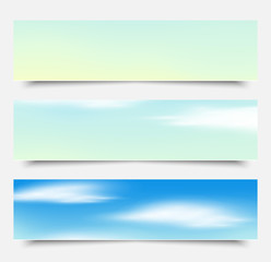 Banners, headers blue clouds set, vector.