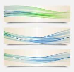 Set of banners.Vector transparent waves of smoke on a white background.