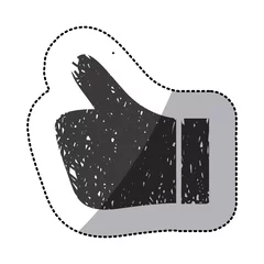 Zelfklevend Fotobehang black sticker silhouette of glove showing symbol thumb up vector illustration © grgroup