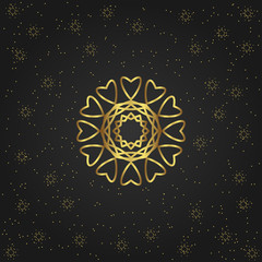 Golden circular shape, creative eastern symbol, luxury ornamental pattern, vector illustration