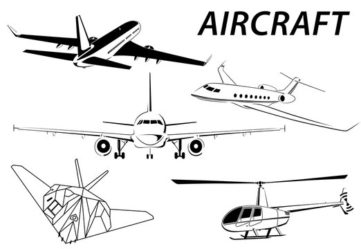 Aircraft. Helicopter. Stealth. Plane abstract lines vector logo. Vector illustration