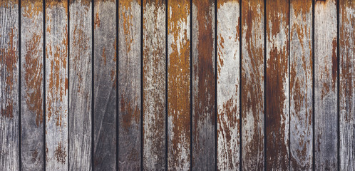 Grey and orange background with wooden texture horizontal top view isolated, vintage dark wood backdrop, old light blue rustic board, space blank back on the table, mockup nuture wall, horizontal